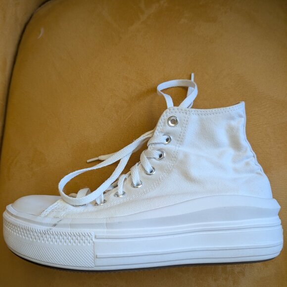 Converse White Canvas Platform High-Top Sneakers Women's All Stars Size 9 - Picture 4 of 9